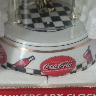 Coca - Cola Anniversary Clock Glass Dome Rotating Pendulum Dancing Diners 3