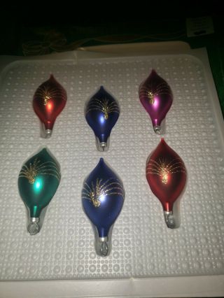 6 multi colored w/gold Mini Trimmerry Hand Crafted Glass Ornaments 3