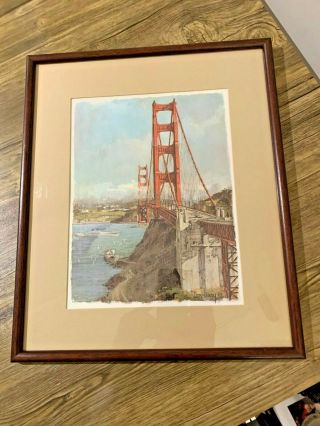 Mcm Vtg Art Don Davey1968 San Francisco Golden Gate Bridge 14 " X 18 " Frame