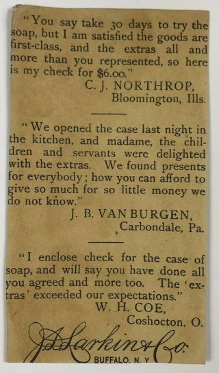 The Maiden Aunt Sweet Home Soap Larkin & Co Buffalo NY Victorian Trade Card 2