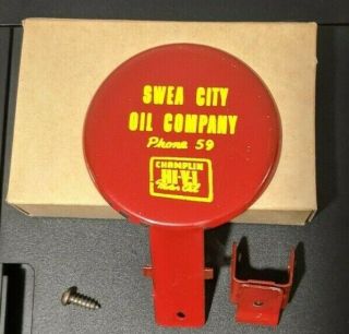 Swea City,  Ia Oil Company Champlin Hi Vi Motor Oil Tractor Cap Baffle Sign Nos