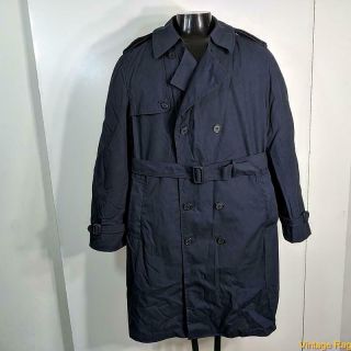 1999 Military Vtg Us Army Long Raincoat Trench Coat Mens Size L 44 Blue