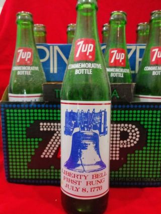 8 Pack 7up Commemorative Glass Soda Bottle Liberty Bell 1776 – 1976 Bicentennial