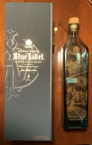 Johnny Walker Blue Label Box & Bottle Empty Special Edition Scotch Bottle