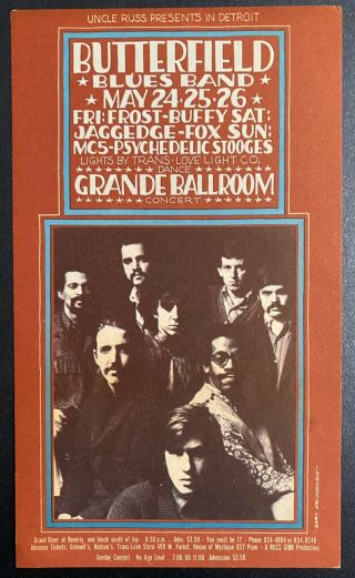 Mc5 Stooges Frost Grande Ballroom Detroit 1968 Grimshaw Handbill