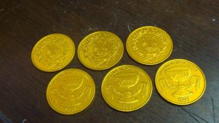Mystic Krewe Of Comus,  2008,  6 Gold Colored Doubloons,  Orleans Mardi Gras