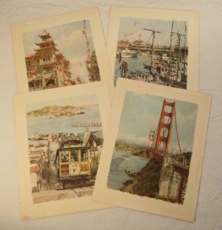 4 Vintage Don Davey 1968 San Francisco California Prints Mid Century