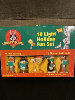 Warner Bros 1997 Looney Tunes 10 Light Holiday Fun Set Tweety Bugs Taz