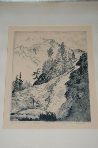 Lyman Byxbe Pencil Signed Trail To Dream Lake Etching