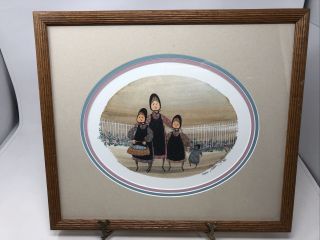 P.  Buckley Moss Woman And 2 Girls Signed,  Framed And Matted Ltd Edition 846/1000