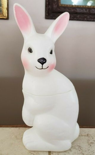 Vintage Plastic Blow Mold Easter Bunny Rabbit White Candy Container