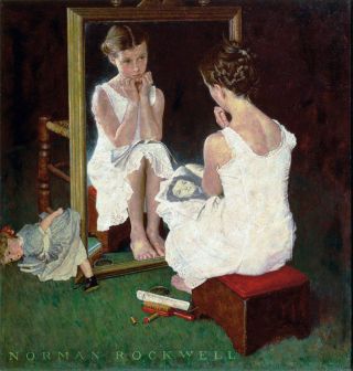 Norman Rockwell " Girl At The Mirror " 1970 