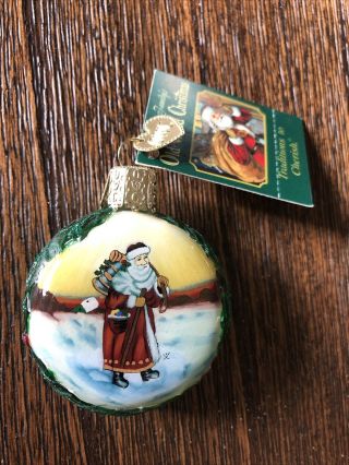Old World Glass Ornament.  Inside Art.  Santa