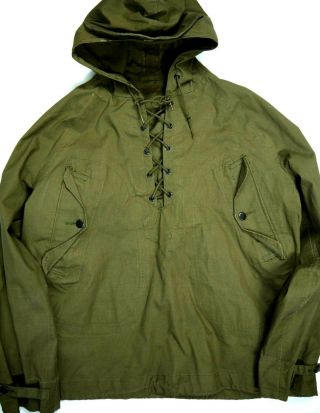 Vintage Wet Weather Deck Parka Jacket Anorak 40s 50s Usn Us Navy Large Military