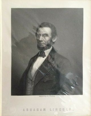ANTIQUE engraving of ABRAHAM LINCOLN by H.  C.  Balding sculp 1860s 3