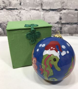 Li Bien Pier 1 Seahorse Christmas Ornament Merry Fishmas Hand Painted Inside