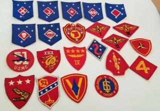 22 Diff Ww2 U.  S.  Marine Corps Patches Divisions Fmf Pacific Air Wings Vintage