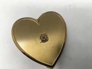 Vintage Uscg United States Coast Guard Powder Compact Heart Shaped Brass???