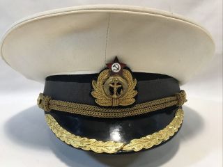 Russian Soviet Navy Officer Parade Hat Cap Ussr Sailor White With Gold On Black