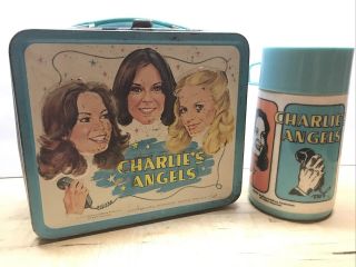 Vintage 1978 Charlies Angels Metal Lunchbox Aladdin With Thermos Kn