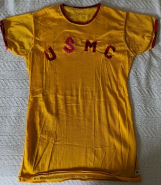 Vintage 1940 ' s - 50 ' s USMC Marine Corps Rayon Shirt w/ Shorts PT Uniform 2