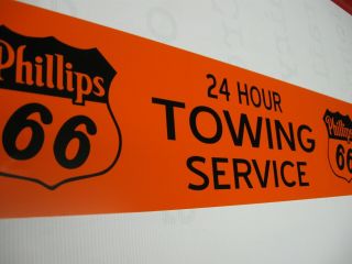 Vintage,  Phillips,  66,  Gas,  Towing,  Sign,  Approx. ,  6 " X24 ",  Orange,  Aluminum.