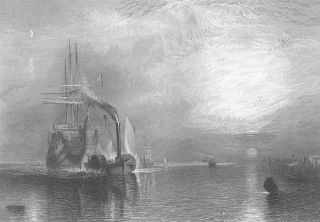 Royal Navy War Ship After Battle Of Trafalgar,  1864 Seascape Art Print Engraving