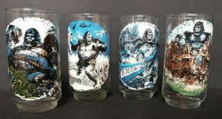 1976 Coca Cola King Kong Glasses - Complete Set of 4 From The 1976 Remake EUC 3