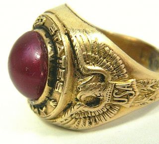 Vietnam War US ARMY 10K GOLD FILLED RING RED STONE SIZE 9 2