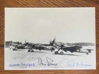 Wwii German Ace Hand Signed Photo Hartmann Galland Ihlefeld Kc 588 Vic