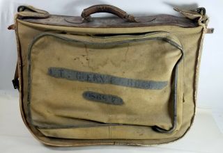 Vintage US ARMY Military Bag Canvas Military Pilot Garment Bag /Suitcase 2 Names 2