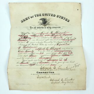 Antique Pre - Ww1 Us Army Discharge Letter Dated 1901 Military Record Signed