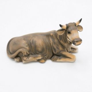 Brown Cow Bull Ox Nativity Porcelain Replacement Figure Hand Painted