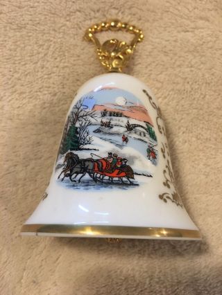 Gorham Christmas Bell 1986 Noel Currier And Ives Horse And Sleigh Bell Noel