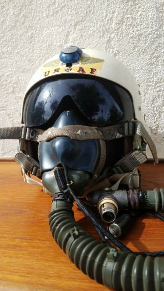 Vintage U.  S.  Air Force Fighter Pilot Helmet W/ Oxygen Mask