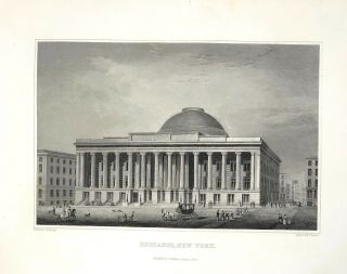 Nyse York Stock Exchange York City,  Manhattan 1843 Dated Engraving Print