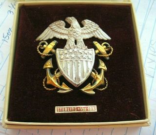 Vintage Us Navy Sterling & 10k Gold Filled Anchor & Eagle Pin American Insignia