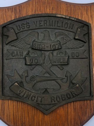 WW II US NAVY SHIP PLAQUE USS VERMILION LKA 107 2