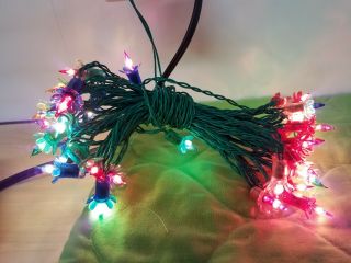 String 35 Vintage Christmas Tree Lights Flower Reflectors Midget Screw In Bulbs