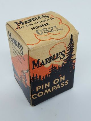 Marbles Pin On Compass Vintage Nos Hiking Pinback Back