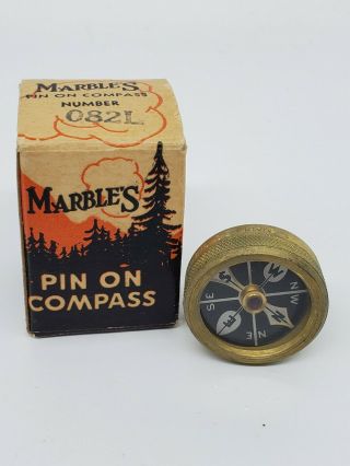 Marbles Pin On Compass Vintage NOS Hiking Pinback Back 2