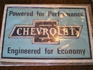 Vintage Stamped Tin 17 3/4 " X 11 3/4  Chevrolet " Powered For Performance.  Ppd