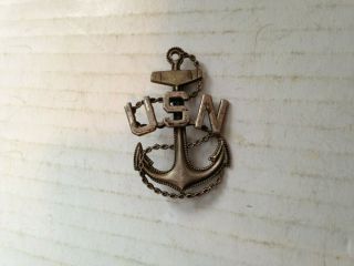 Vintage Sterling Silver United States Navy Usn Anchor Pin