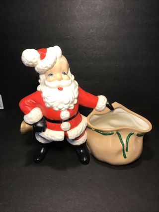 Vintage 1970s Atlantic Mold 12 “ Santa Claus With Toy Bag And Bell