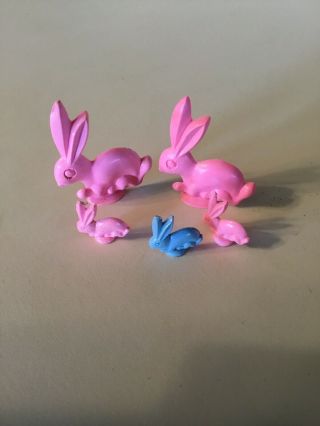 Vintage Tiny Plastic Easter Rabbit Family