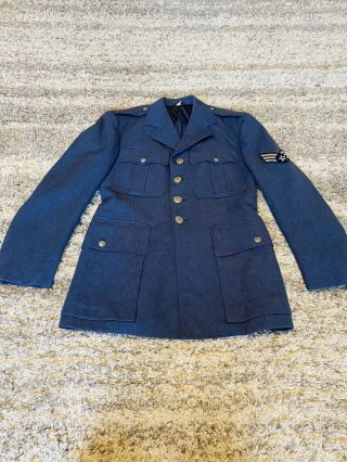 Vintage Us Military Navy Marines Army Blue Wool 38/s Wool Blazer Coat Uniform