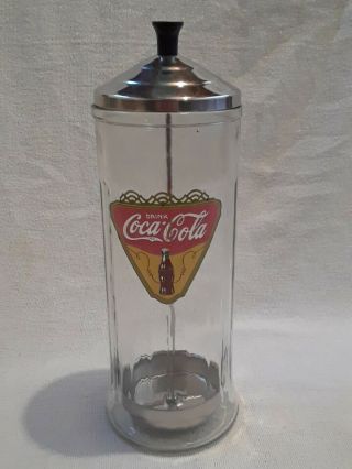 Vintage Coca Cola Glass Straw Holder 1993 Retro Restaurant Style Collectible