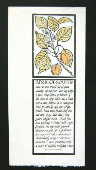 1968 David Lance Goines Alice Waters Apricot Souffle Litho Print From 30 Recipes