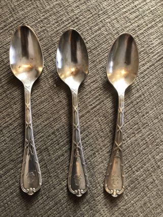 Vintage Ritz Carlton Hotel 1835 R Wallace Triple Silver Demitasse Spoons