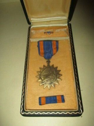 Usmc - Marine Corp - Us Navy Air Medal - Ribbon - Pin In Coffin Box